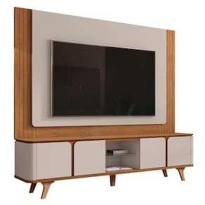 Jogo Rack Painel Para Tvs 60 Polegadas Swan Cedro Off White