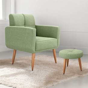 Jogo Poltrona E Puff Para Sala Hazen Boucle Oliva