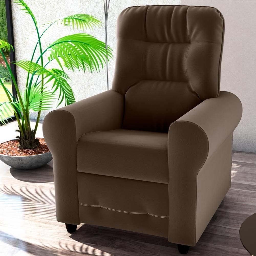 Poltrona Para Descanso Reclinável Lima Veludo Marrom