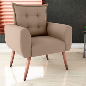 Poltrona Decorativa Para Sala Arcos Suede Bege