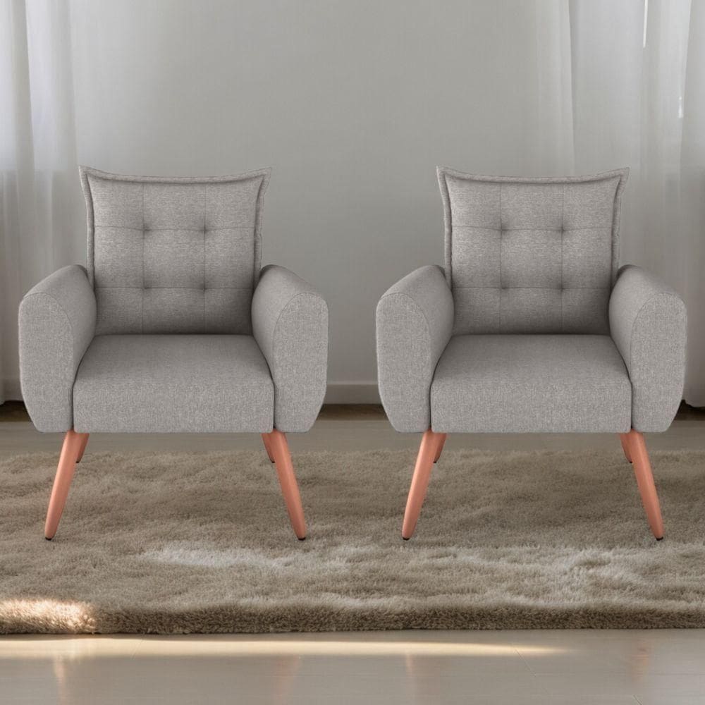 Jogo De Poltronas Decorativas Park Linho Cinza
