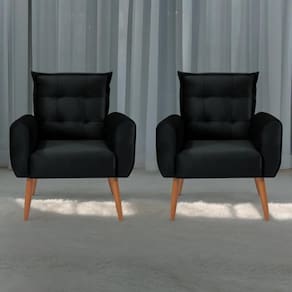 Conjunto De Poltronas Decorativas Lily Veludo Preto