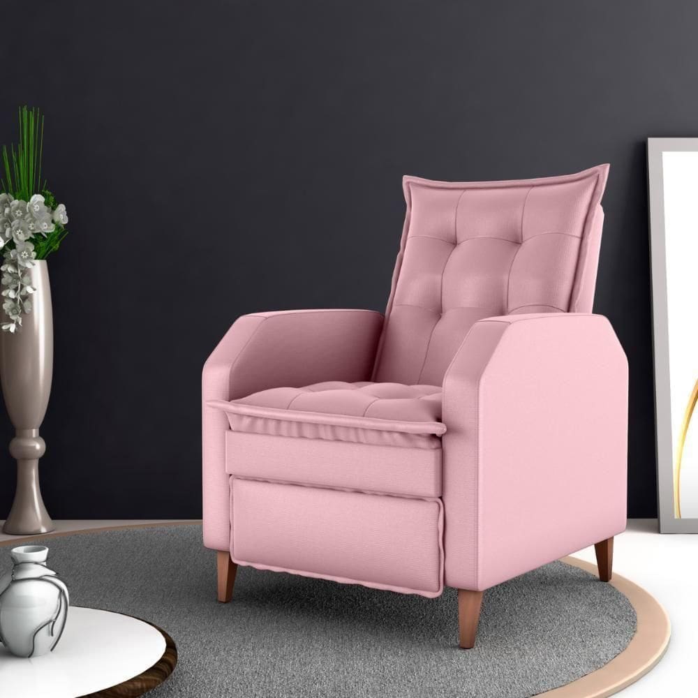 Poltrona Reclinável Do Papai Ben Veludo Turkey Rosa