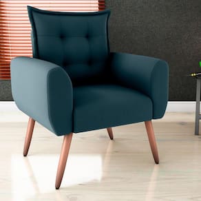 Poltrona Decorativa Para Sala Arcos Suede Petróleo