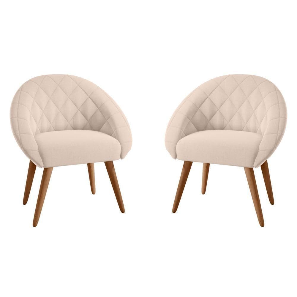 Conjunto Poltrona Decorativa Maricá Linha Bege