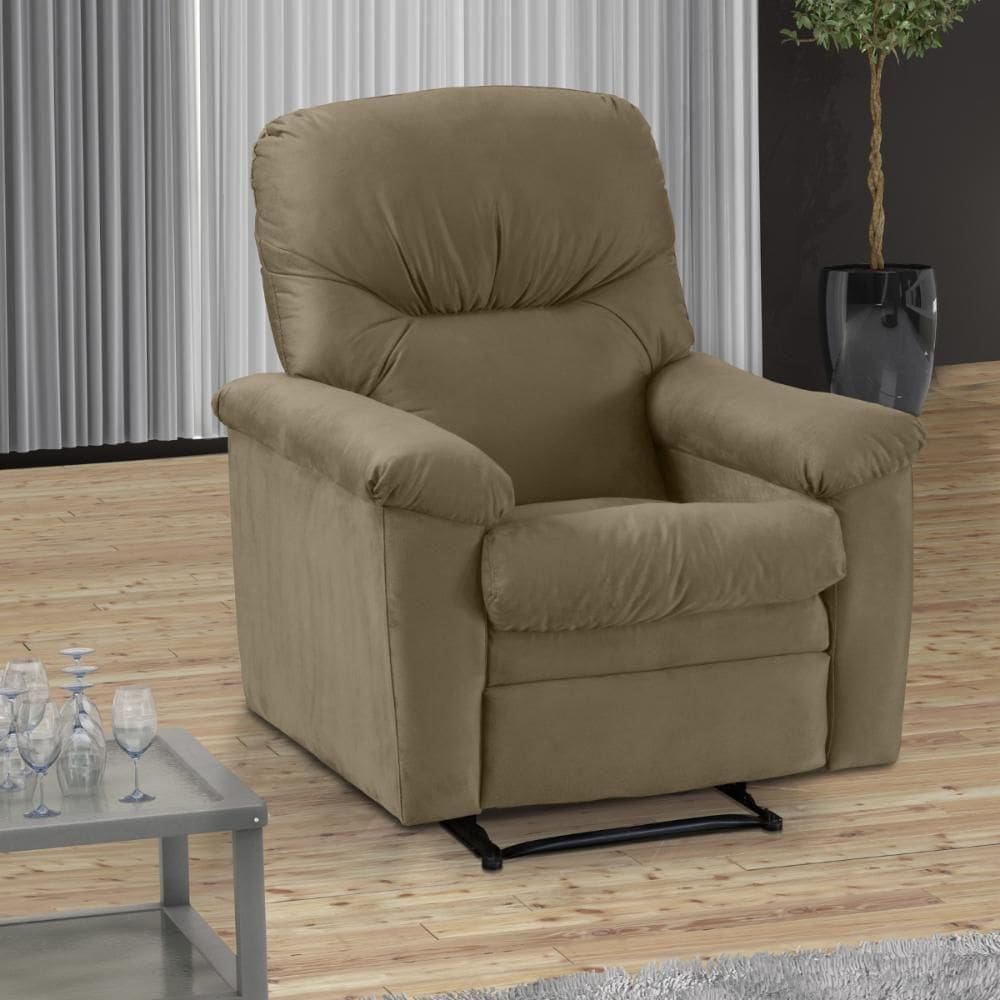 Poltrona Reclinável Para Sala De Estar Mel Veludo Turkey Cappuccino