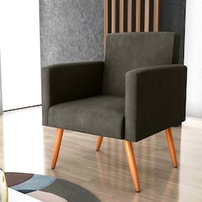 Poltrona Decorativa Para Sala Luan Veludo Turkey Marrom