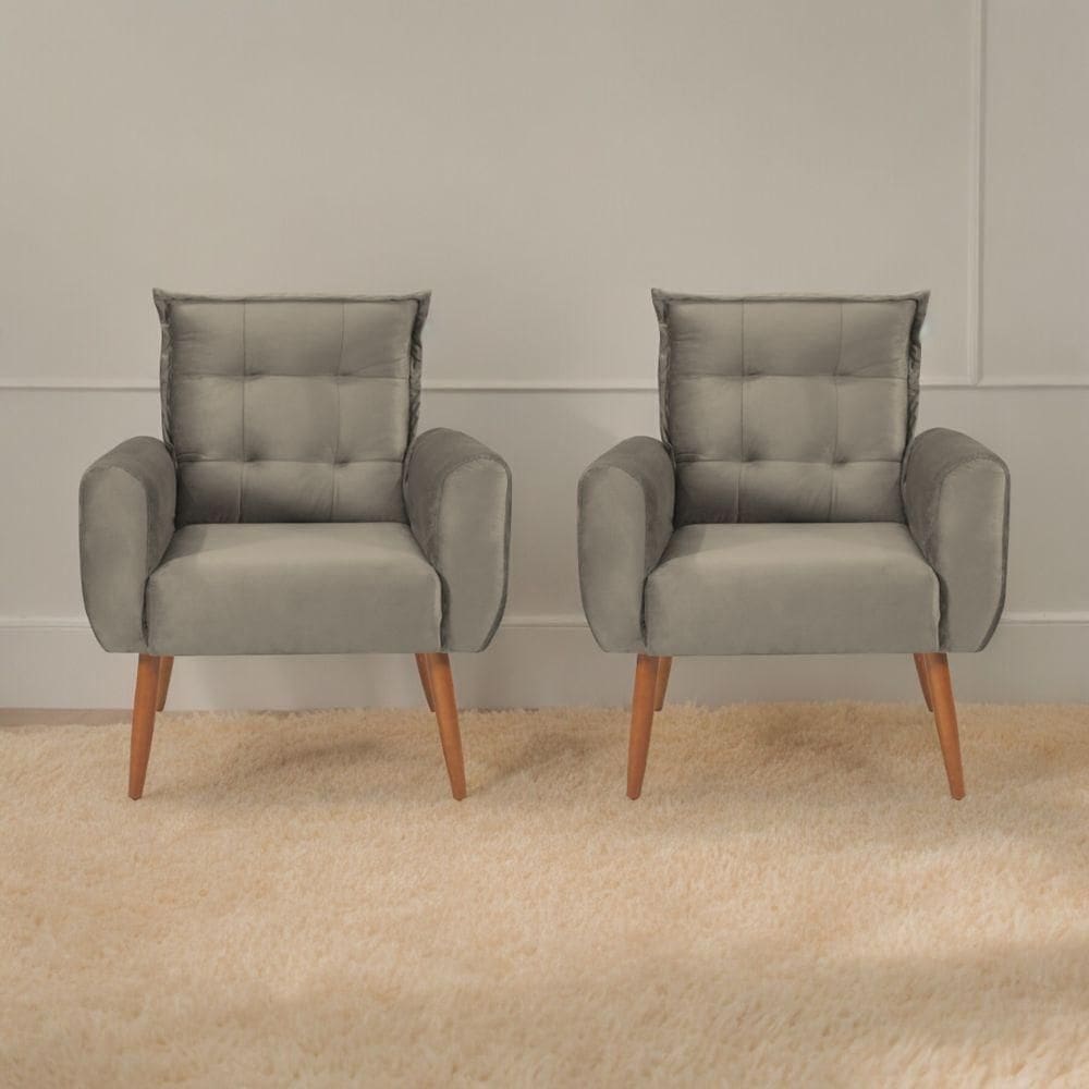Jogo De Poltronas Decorativas Park Veludo Cappuccino