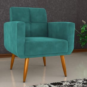 Poltrona Decorativa Para Sala Lilian Veludo Verde Menta