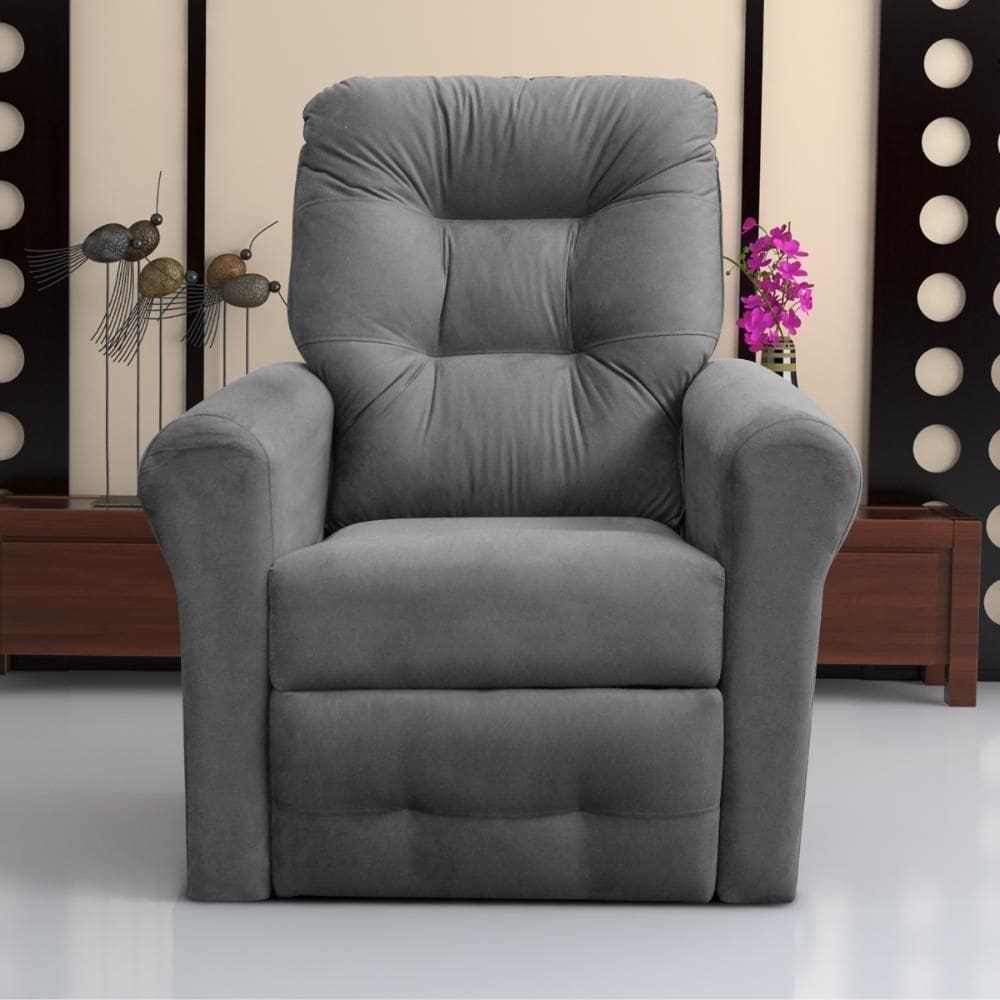 Poltrona Para Descanso Reclinável Lima Suede Cinza