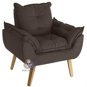 Poltrona/cadeira Decorativa Glamour Com Pés Quadrado Marrom