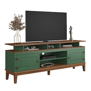 Rack De Madeira Maciça Com 2p Base Elevada Verde