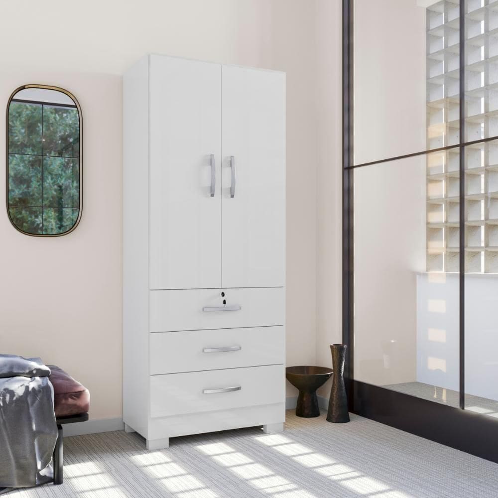 Guarda Roupa 3 Gavetas E 2 Portas Breda Branco