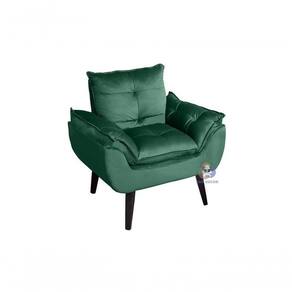 Poltrona/cadeira Decorativa Glamour Com Pés Quadrado Verde