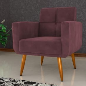 Poltrona Decorativa Para Sala Lages Veludo Rosê