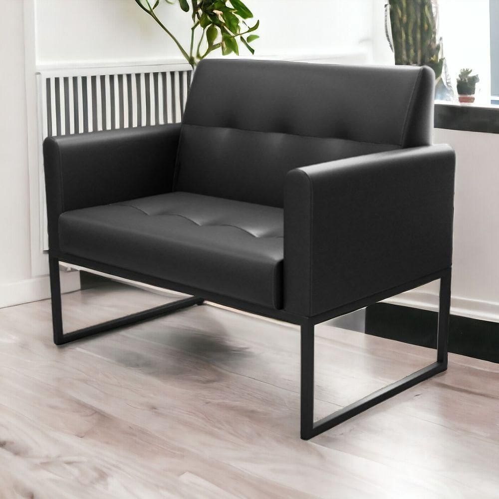 Poltrona Decorativa 2 Lugares Mauro Sintetico Preto