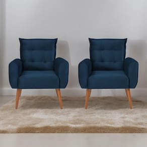 Jogo De Poltronas Decorativas Park Veludo Azul