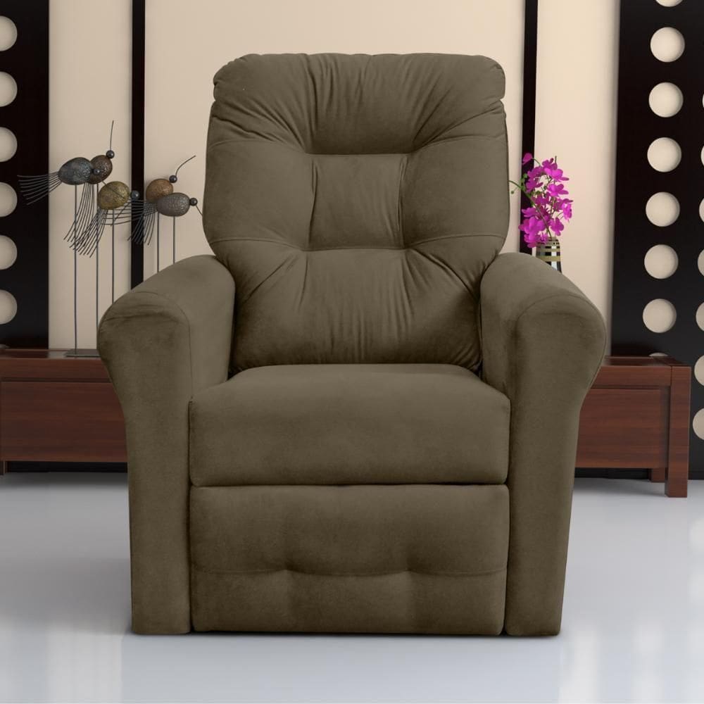 Poltrona Para Descanso Reclinável Lima Suede Cappuccino