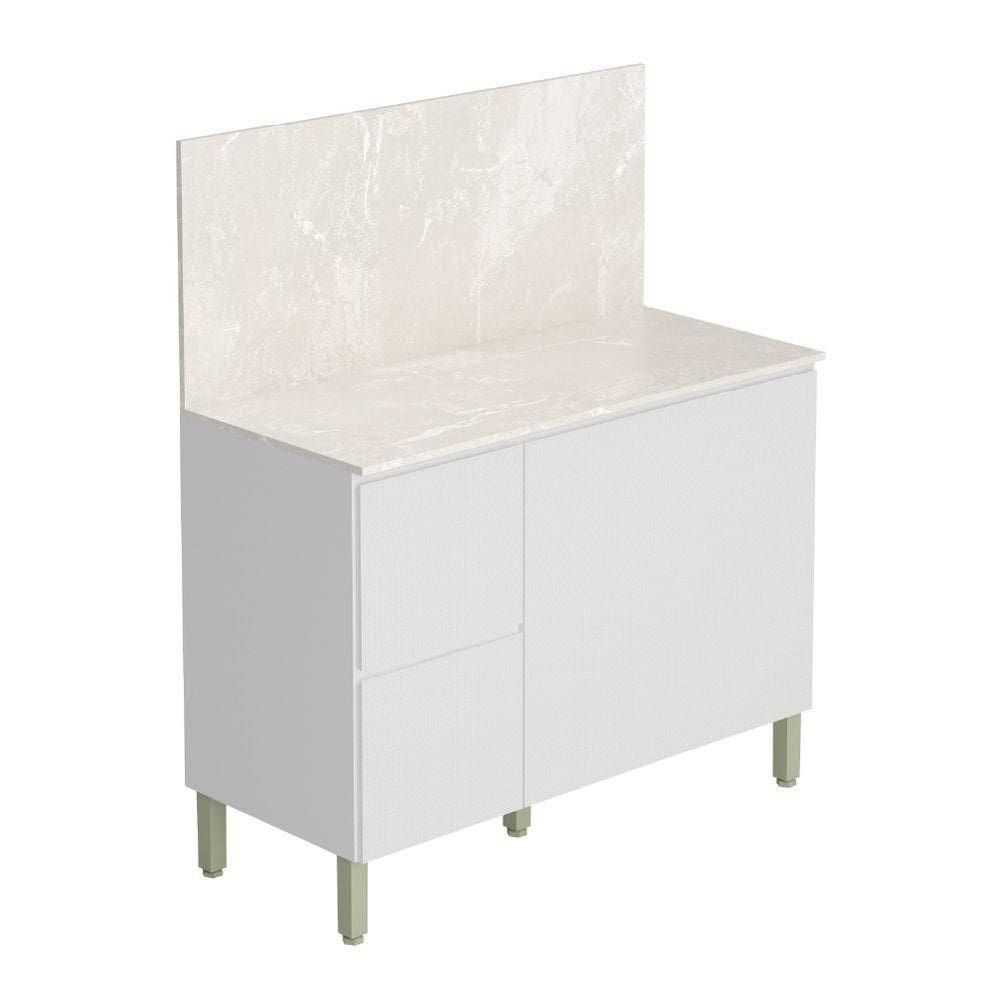 Balcão De Cozinha Triplo Com Tampo E Painel 3 Portas 2 Gavetas 1,20m Branco Art Kits Paraná Branco