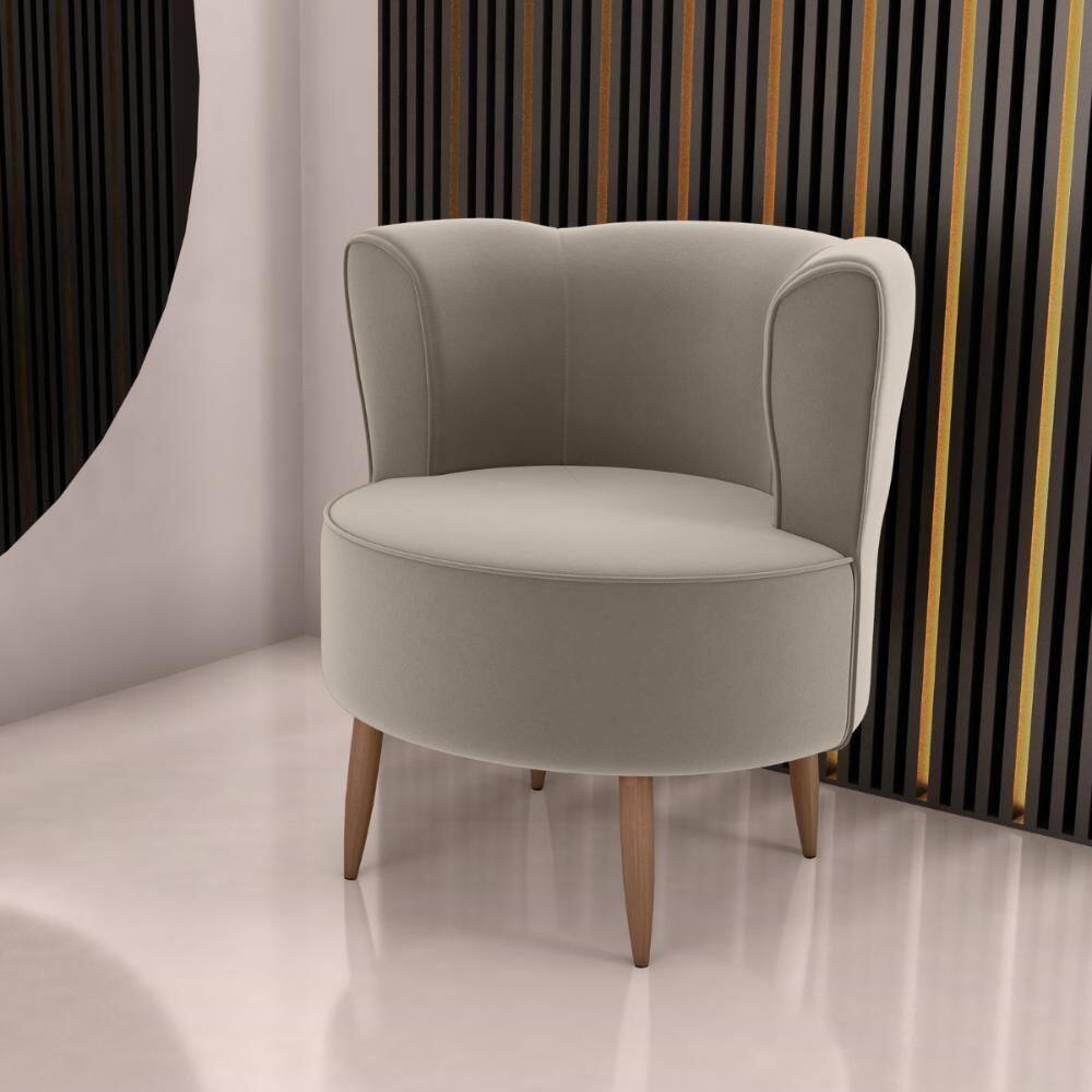 Poltrona Para Sala De Recepção Bela Veludo Cappuccino