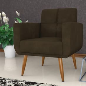 Poltrona Decorativa Para Sala Lages Veludo Turkey Marrom