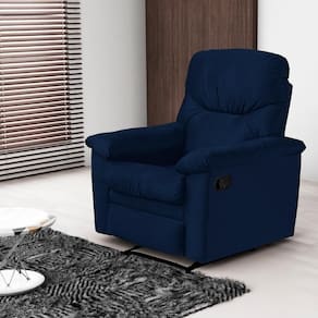 Poltrona Reclinável Para Sala De Estar Mel Veludo Light Azul