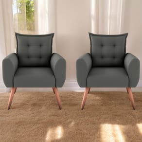 Jogo De Poltronas Decorativas Emma Suede Cinza