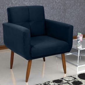 Poltrona Decorativa Para Sala Lages Suede Azul