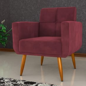 Poltrona Decorativa Para Sala Lages Veludo Vinho