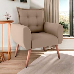 Poltrona Decorativa Para Sala Ravi Suede Bege