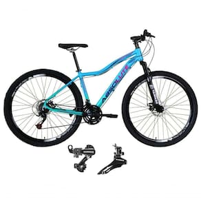 Bicicleta Aro 29 Feminina Absolute Hera Alumínio 21v Câmbios Shimano Suspensão Azul-verde 17
