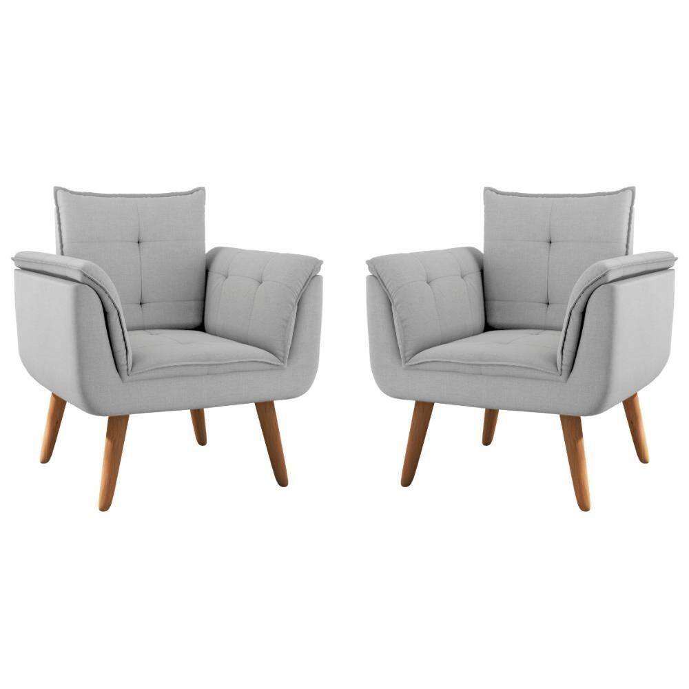 Conjunto Poltrona Decorativa Japeri Linha Cinza