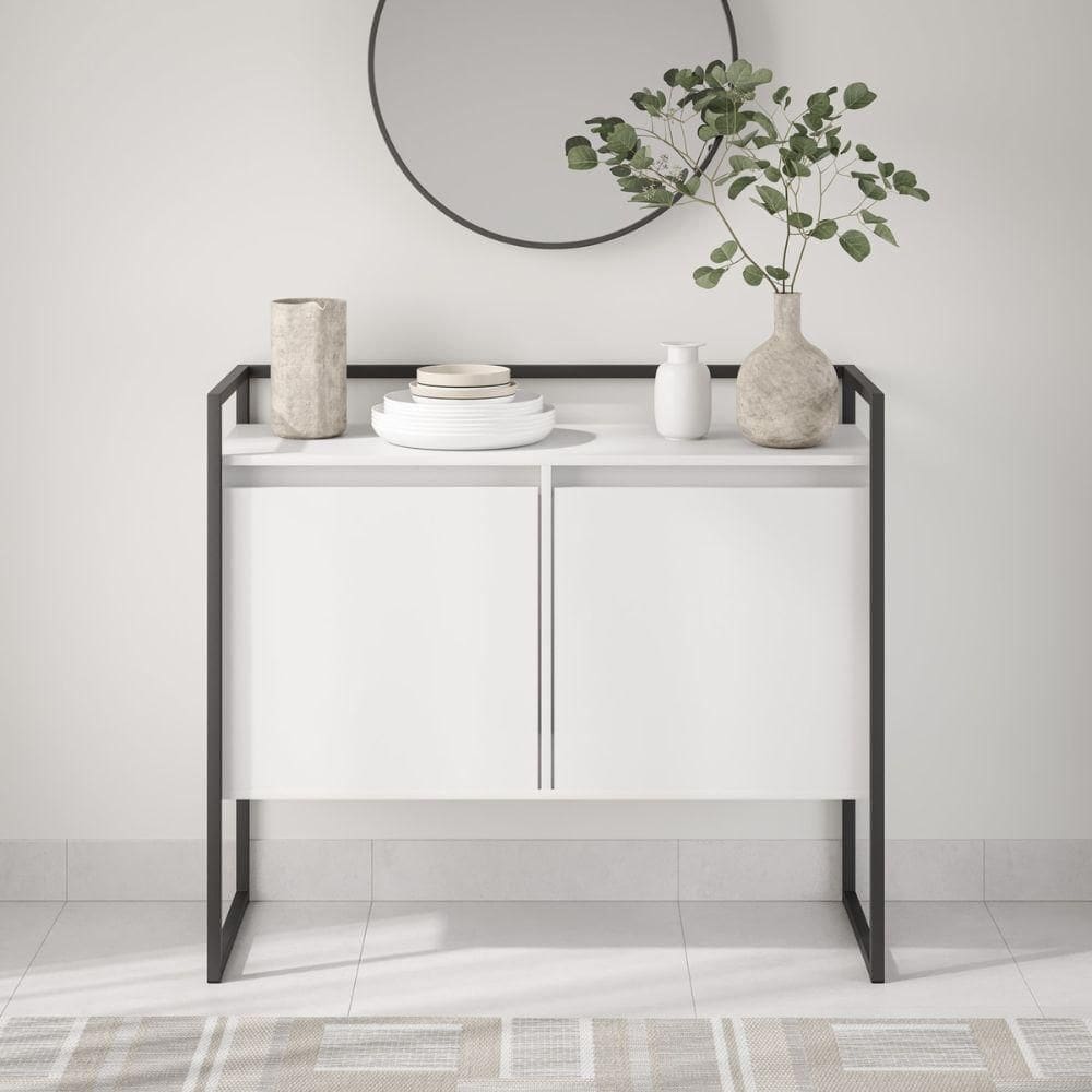 Buffet Industrial 2 Portas Sp Branco Preto