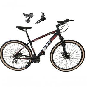 Bicicleta Aro 29 Gti Roma Alumínio 21v Câmbios Shimano Freio A Disco C- Pneu Faixa Bege Preto-vermelho 15