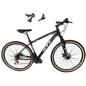 Bicicleta Aro 29 Gti Roma Alumínio 21v Câmbios Shimano Freio A Disco C- Pneu Faixa Bege Preto-cinza 17