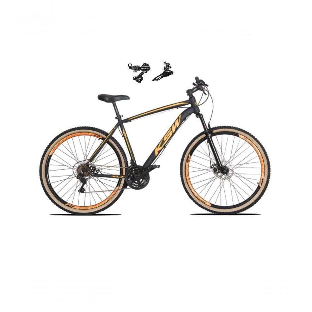 Bicicleta Aro 29 Ksw Xlt Alumínio 24v Câmbios Shimano Garfo Suspensão Pneu Faixa Bege Preto-laranja 15