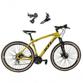 Bicicleta Aro 29 Gti Roma Alumínio 21v Câmbios Shimano Freio A Disco C- Pneu Faixa Bege Amarelo 17