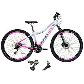 Bicicleta Aro 29 Feminina Absolute Hera Alumínio 21v Câmbios Shimano Suspensão Branco-rosa 15