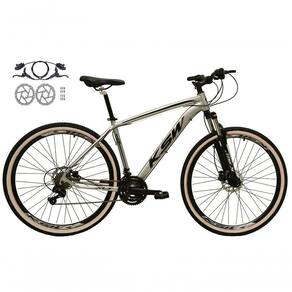 Bicicleta Aro 29 Ksw Xlt 24v Freios Disco Hidráulicos Garfo Suspensão Pneu Faixa - Prata Tam.17