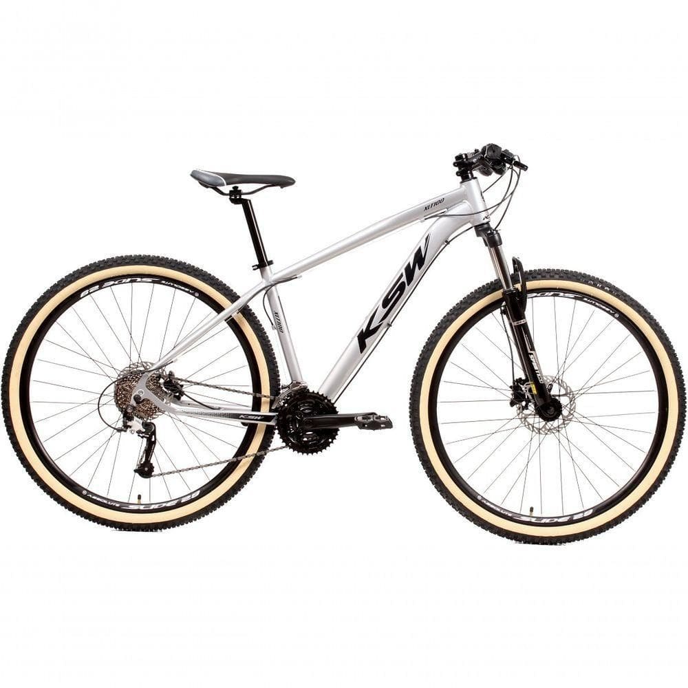 Bicicleta Aro 29 Ksw Xlt 24v K7 Câmbios Shimano Freio Hidráulico Garfo Trava Pneu Faixa - Branco Tam.15