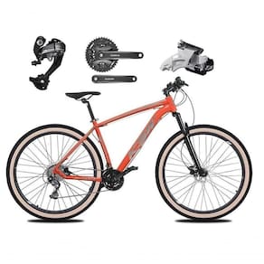 Bicicleta Aro 29 Ksw Xlt 27v Câmbios Shimano Altus Freios Hidráulicos Garfo Trava Pneu Faixa - Laranja Tam.17