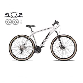 Bicicleta Aro 29 Ksw Xlt 24v Freios Disco Hidráulicos Garfo Suspensão Pneu Faixa - Branco Tam.17