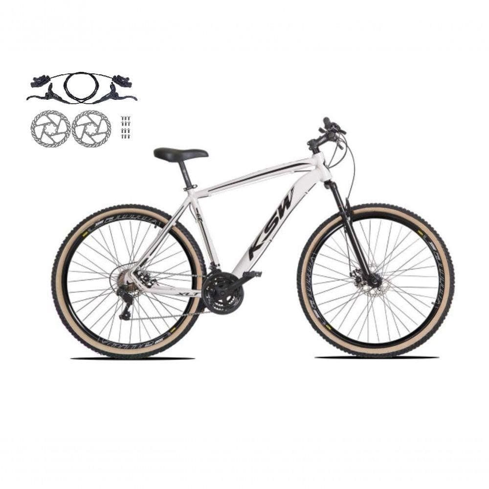 Bicicleta Aro 29 Ksw Xlt 24v Freios Disco Hidráulicos Garfo Suspensão Pneu Faixa - Branco Tam.15