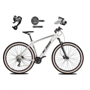 Bicicleta Aro 29 Ksw Xlt 27v Câmbios Shimano Altus Freios Hidráulicos Garfo Trava Pneu Faixa - Branco Tam.19