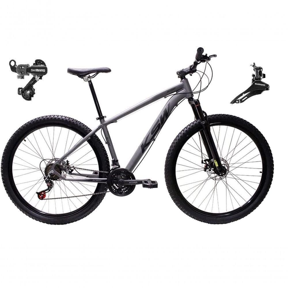 Bicicleta Aro 29 Ksw Xlt Alumínio 24v Câmbios Shimano Garfo Suspensão - Grafite Tam.21