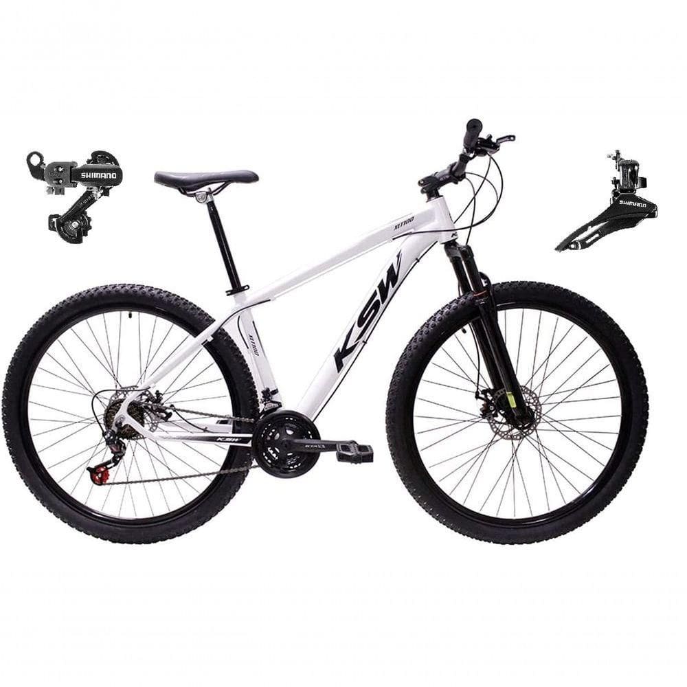Bicicleta Aro 29 Ksw Xlt Alumínio 24v Câmbios Shimano Garfo Suspensão - Branco Tam.15
