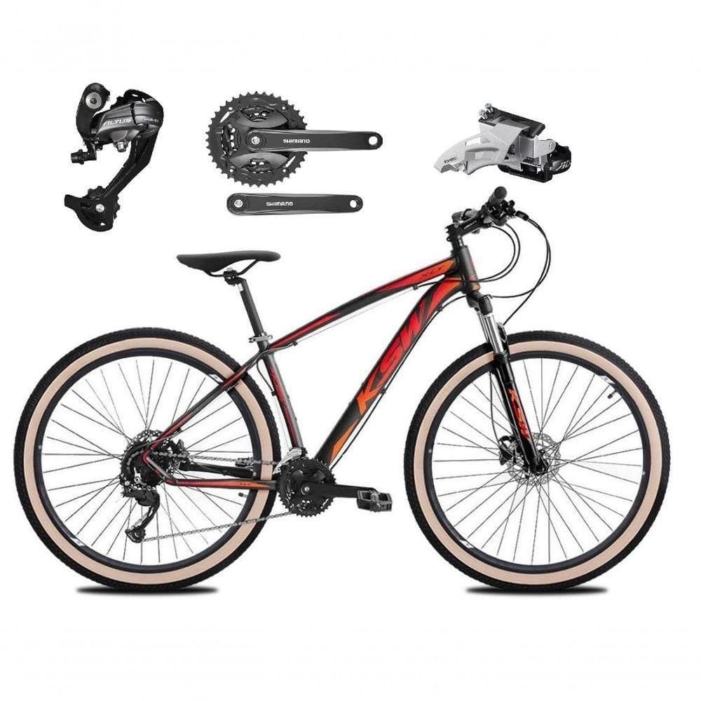 Bicicleta Aro 29 Ksw Xlt 27v Câmbios Shimano Altus Freios Hidráulicos Garfo Trava Pneu Faixa -preto/vermelho/laranja. 17