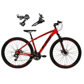 Bicicleta Aro 29 Ksw Xlt Alumínio 24v Câmbios Shimano Garfo Suspensão - Vermelho Tam.21
