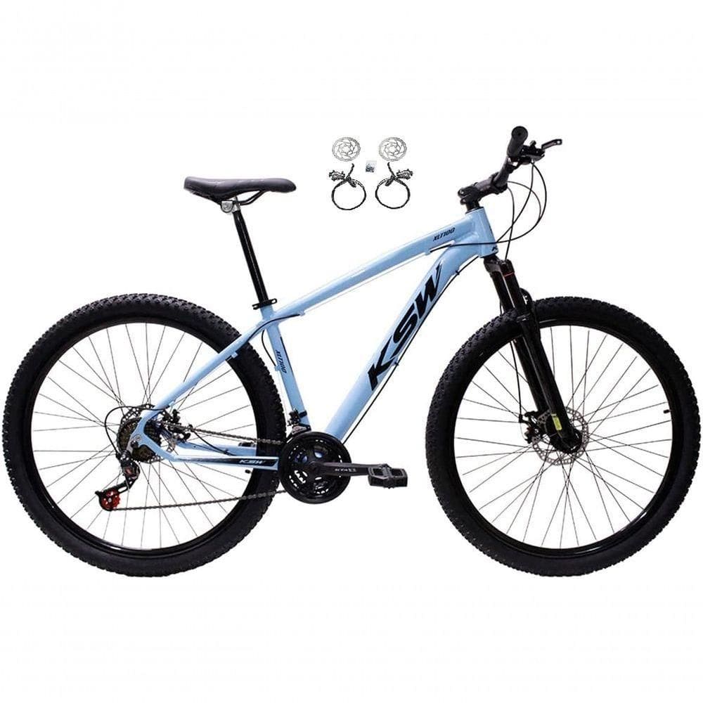 Bicicleta Aro 29 Ksw Xlt 24v Freios Disco Hidráulicos Garfo Suspensão - Azul Tam.17