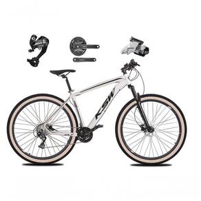 Bicicleta Aro 29 Ksw Xlt 27v Câmbios Shimano Altus Freios Hidráulicos Garfo Trava Pneu Faixa - Branco Tam.15